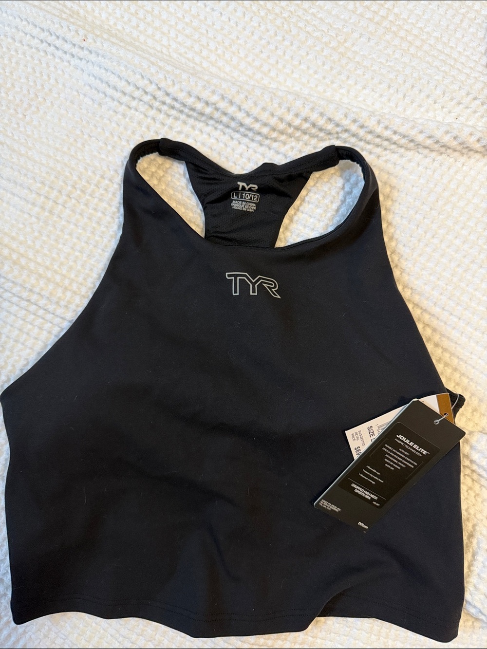 TYR Black High Neck Racerback Crop Swim Top